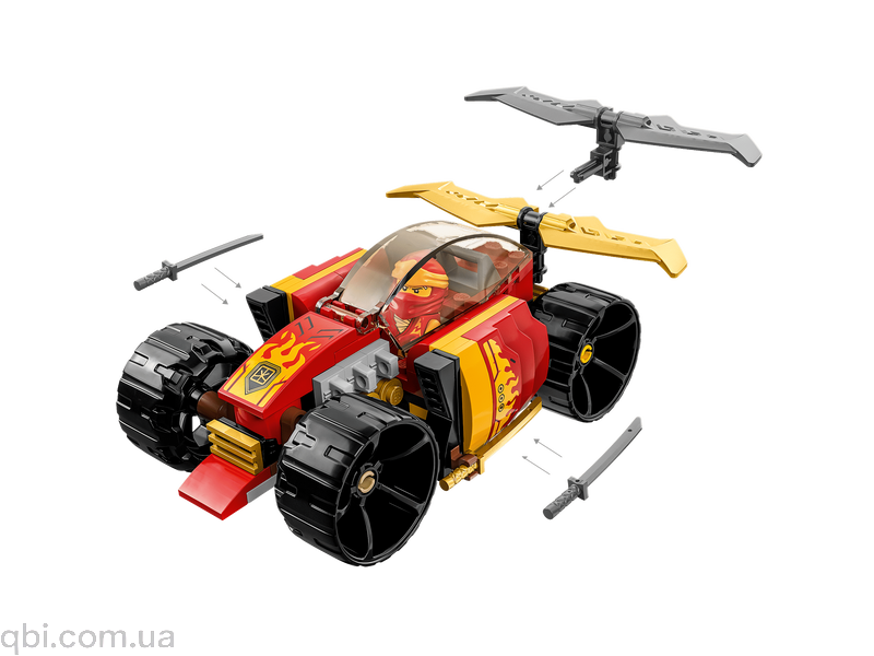 LEGO NINJAGO Гоночний автомобіль ніндзя Кая EVO (71780) у зібраному вигляді