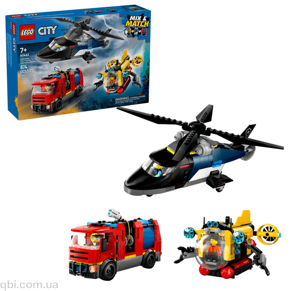 LEGO City Ремикс вертолетов, пожарных машин и подводных лодок (60462) в собранном виде