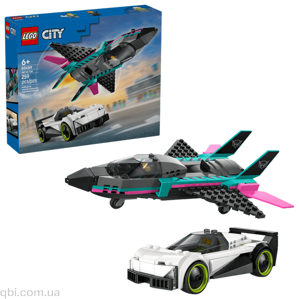 LEGO City Реактивный самолет против автомобиля (60489) в собранном виде