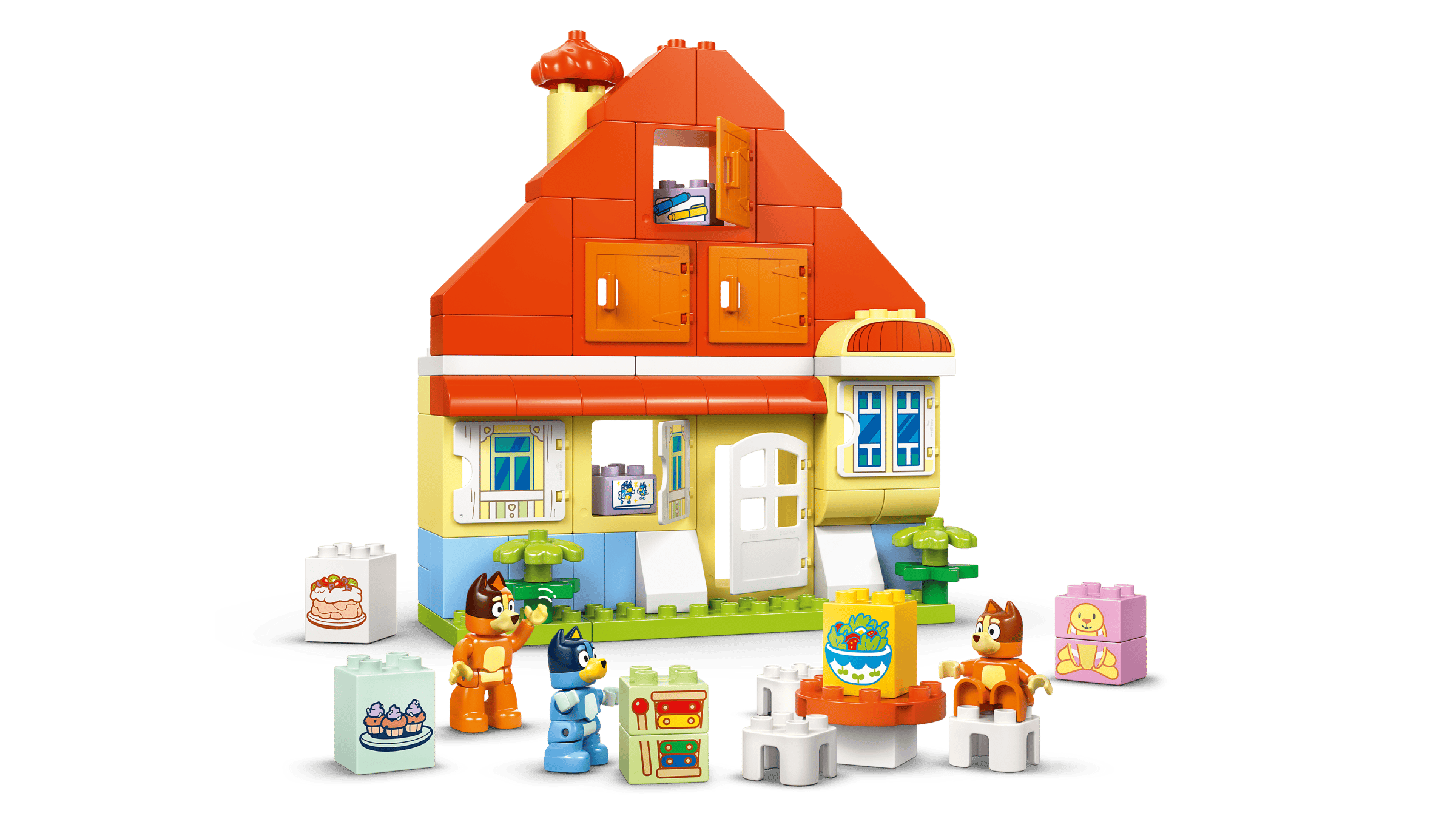 Деталізація фігурок Блуї, Бінго та Чіллі LEGO DUPLO 10459