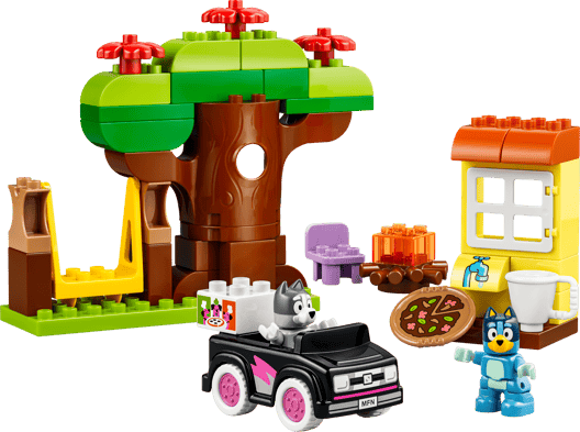 Фігурки Блуї, Мафін та машинка з набору LEGO DUPLO 10469