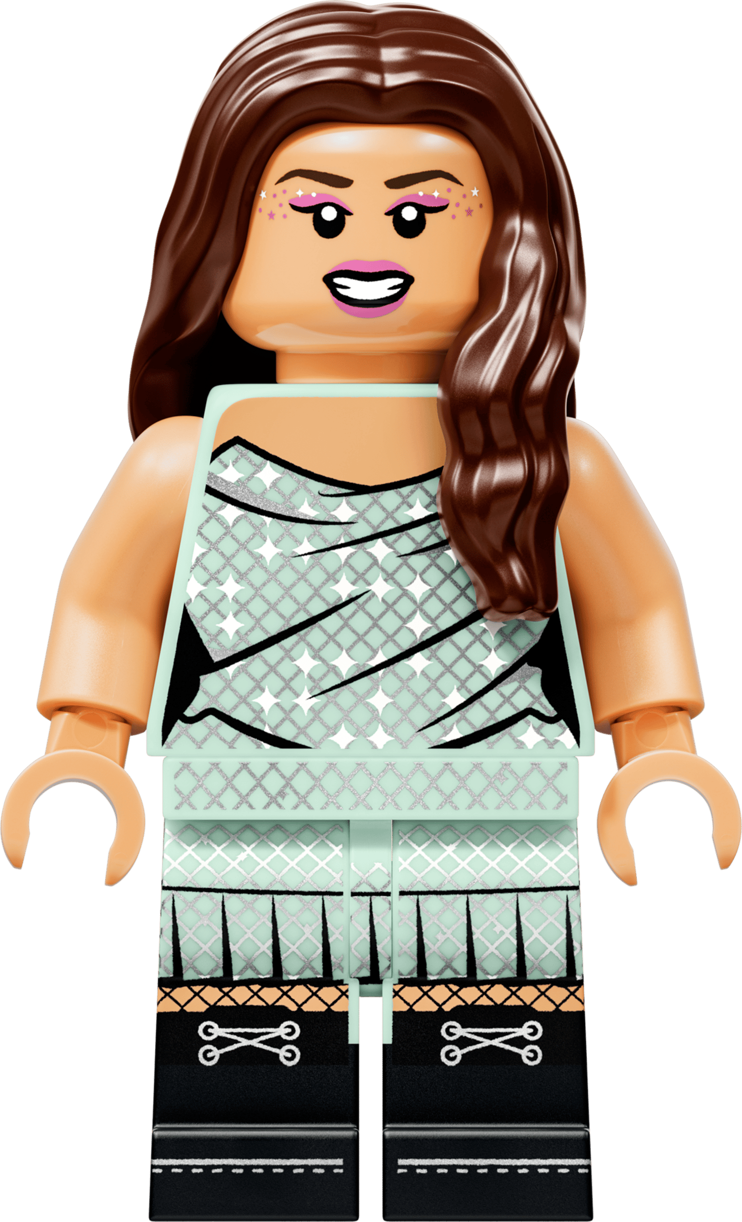 Детализация минифигурки Оливии Родриго из набора LEGO 43028