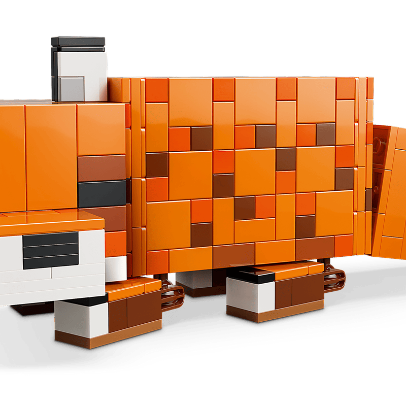 Детализация мордочки LEGO Minecraft Лисица (21588) спереди