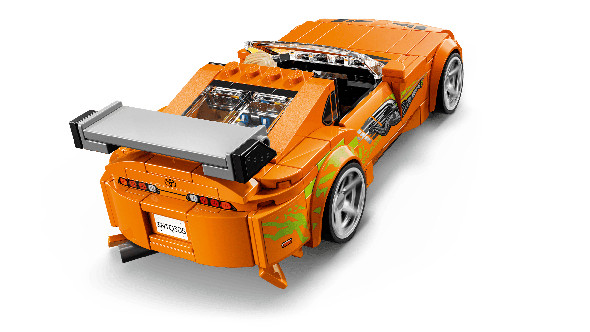 Вигляд ззаду на балони NOS та антикрило Toyota Supra MK4 LEGO