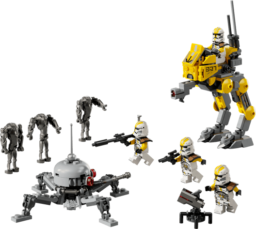 Общий вид транспорта AT-RT, дроидов и минифигурок LEGO 75431