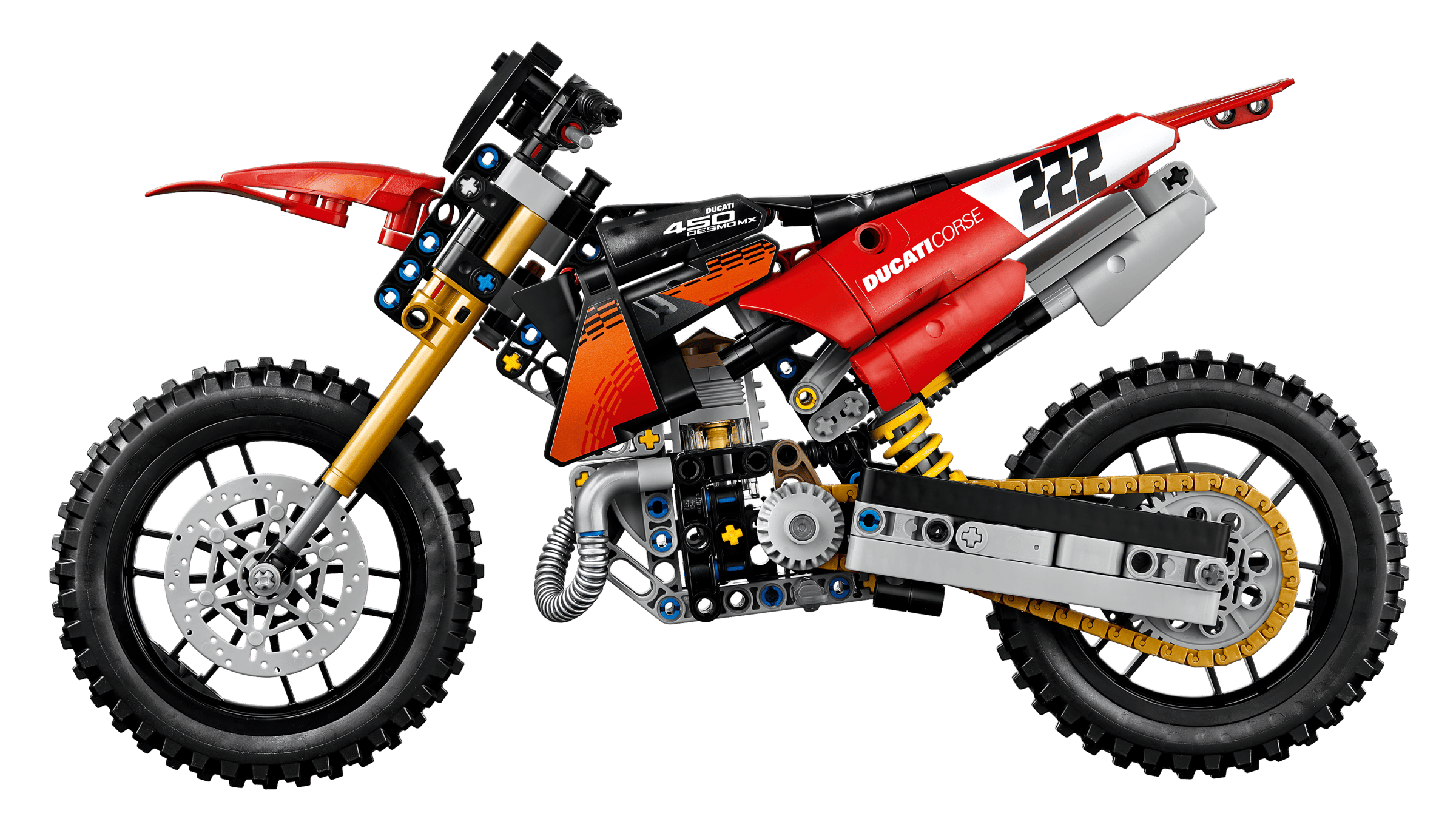 Вигляд збоку мотоцикла Ducati Desmo450 MX LEGO 42238